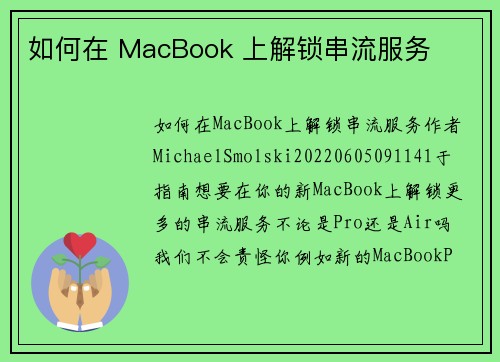 如何在 MacBook 上解锁串流服务