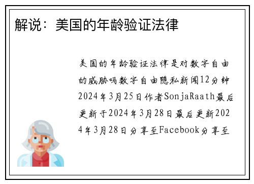 解说：美国的年龄验证法律 